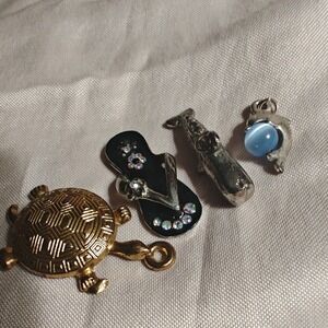 Ocean Marine Beach Jewelry Charms Turtle Sperm Whale Dolphin Flip Flop 4pc